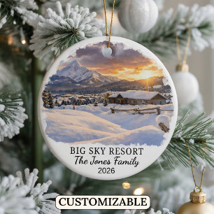 Personalised Big Sky Resort, Custom Montana Ceramic Ornament