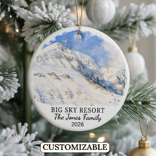 Personalised Big Sky Resort, Custom Montana Ceramic Ornament