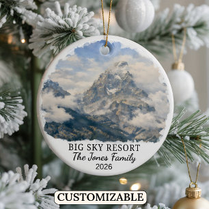 Personalised Big Sky Resort, Custom Montana Ceramic Ornament
