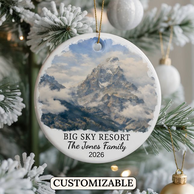Personalised Big Sky Resort, Custom Montana Ceramic Ornament (Creator Uploaded)
