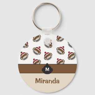 Personalised Big Smile Sock Monkey Emoji Key Ring