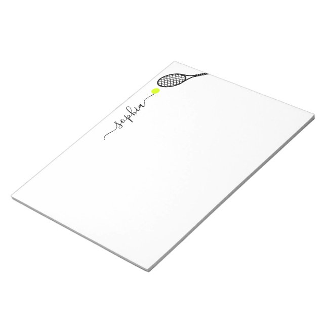 Personalised Big Tennis Racket Ball Elegant Name Notepad (Angled)