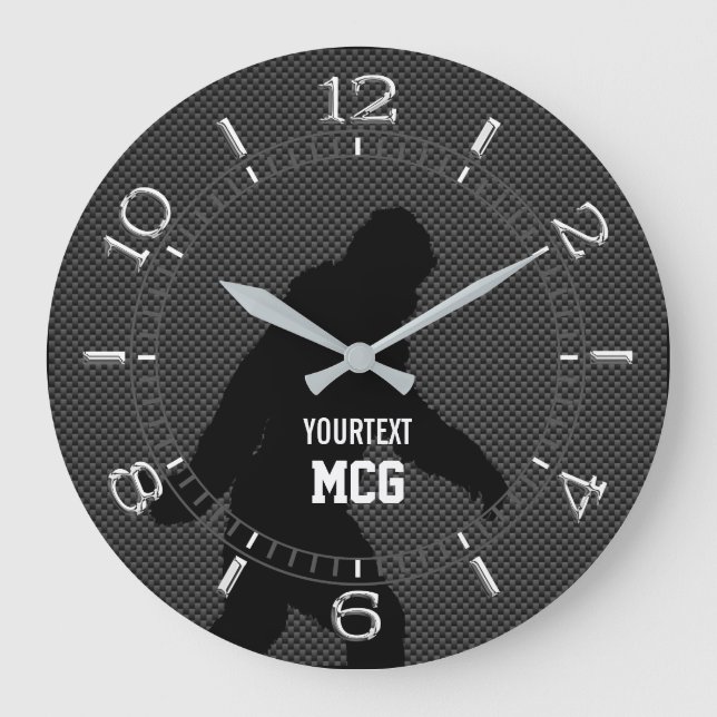 Personalised Bigfoot Black Silhouette Carbon Style Large Clock (Front)