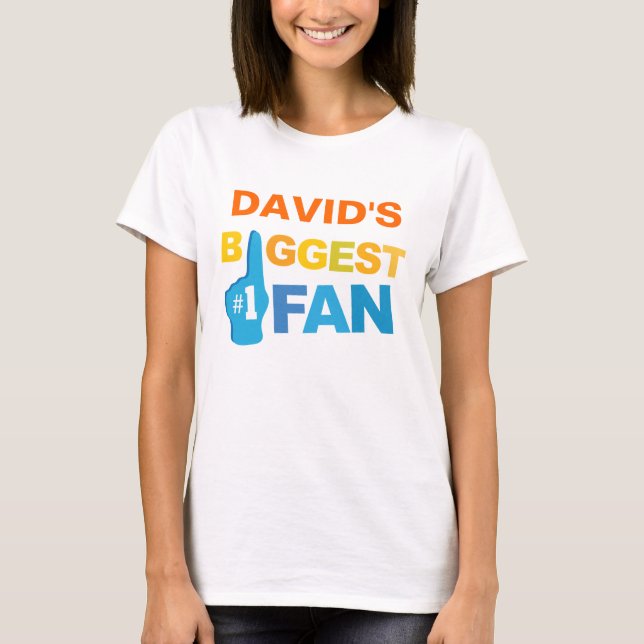 Personalised Biggest Fan sports hand T-Shirt (Front)