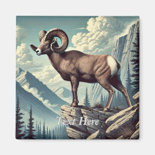 Personalised Bighorn Sheep on a Rocky Outcrop Magnet