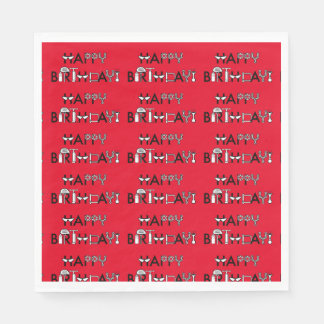 Personalised Bike Themed Tiled Graphic Birthday Napkin