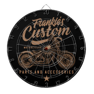 Personalised Biker Custom Bobber Motorcycle Garage Dartboard
