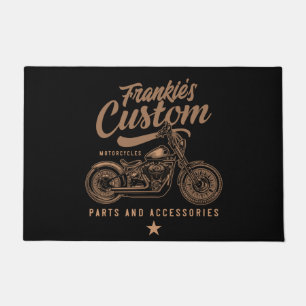Personalised Biker Custom Bobber Motorcycle Garage Doormat