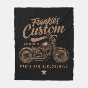 Personalised Biker Custom Bobber Motorcycle Garage Fleece Blanket