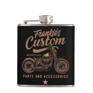 Personalised Biker Custom Bobber Motorcycle Garage Hip Flask