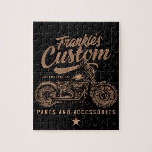 Personalised Biker Custom Bobber Motorcycle Garage Jigsaw Puzzle