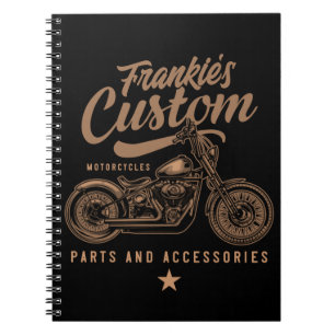 Personalised Biker Custom Bobber Motorcycle Garage Notebook