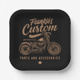 Personalised Biker Custom Bobber Motorcycle Garage Paper Plate