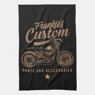 Personalised Biker Custom Bobber Motorcycle Garage Tea Towel