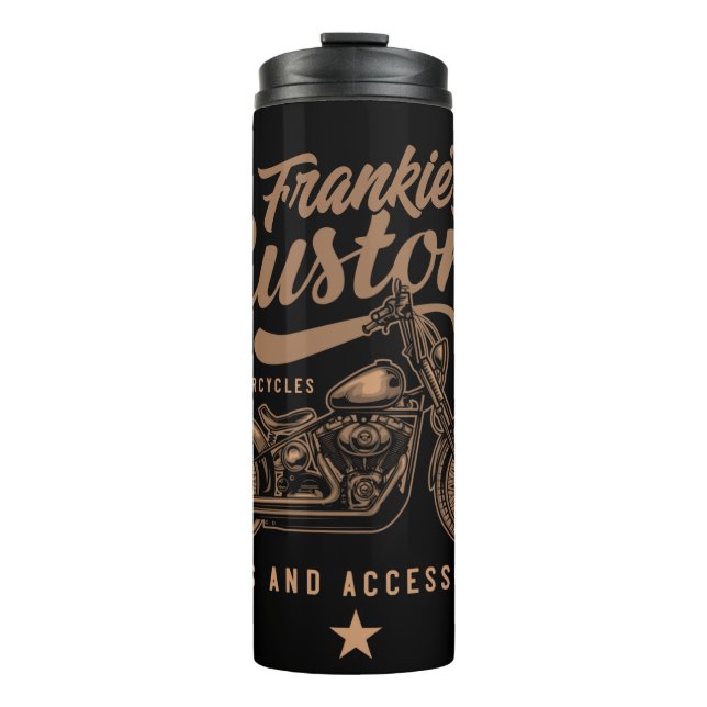 Personalised Biker Custom Bobber Motorcycle Garage Thermal Tumbler (Front)
