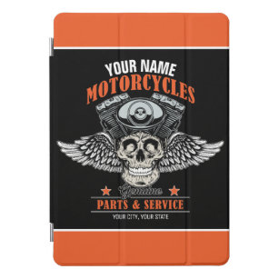 Personalised Biker Flying Skull Motorcycle Shop iPad Pro Cover