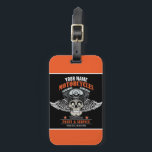 Personalised Biker Flying Skull Motorcycle Shop  Luggage Tag<br><div class="desc">Personalised Biker Flying Skull Motorcycle Speed Shop Garage design - Customise with your name or custom text.</div>