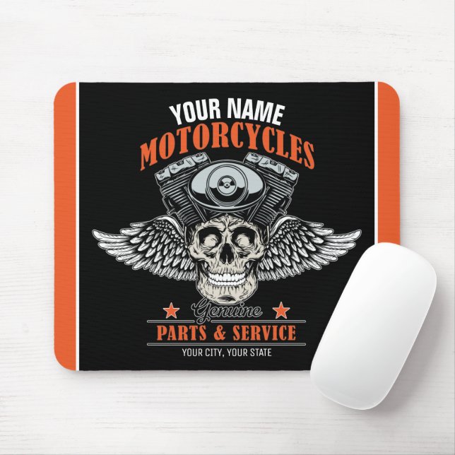 Personalised Biker Flying Skull Motorcycle Shop  Mouse Pad (With Mouse)