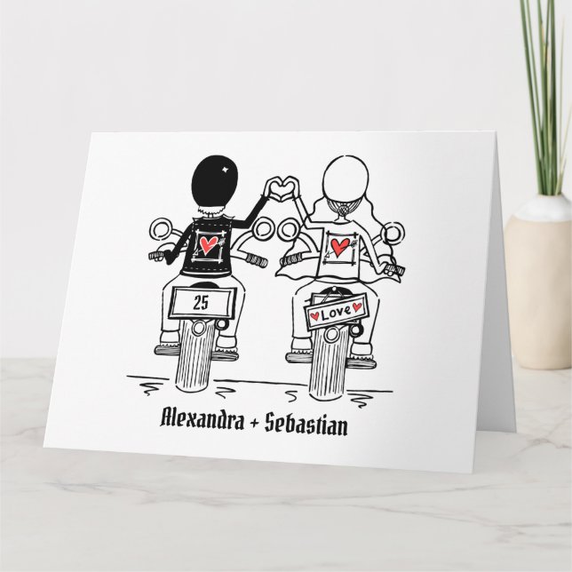 Personalised Biker Motorcycle Wedding Anniversary Card (Front)