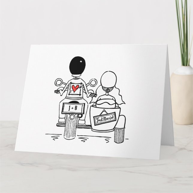 Personalised Biker Motorcycle Wedding Greetings Card (Front)