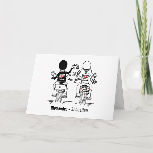 Personalised Biker Motorcycle Wedding Greetings Card (Front)