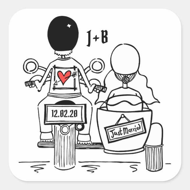 Personalised Biker Motorcycle Wedding Stickers (Front)