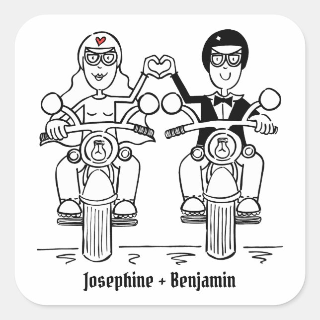 Personalised Biker Motorcycle Wedding Stickers (Front)