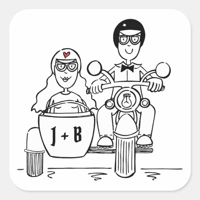 Personalised Biker Motorcycle Wedding Stickers (Front)