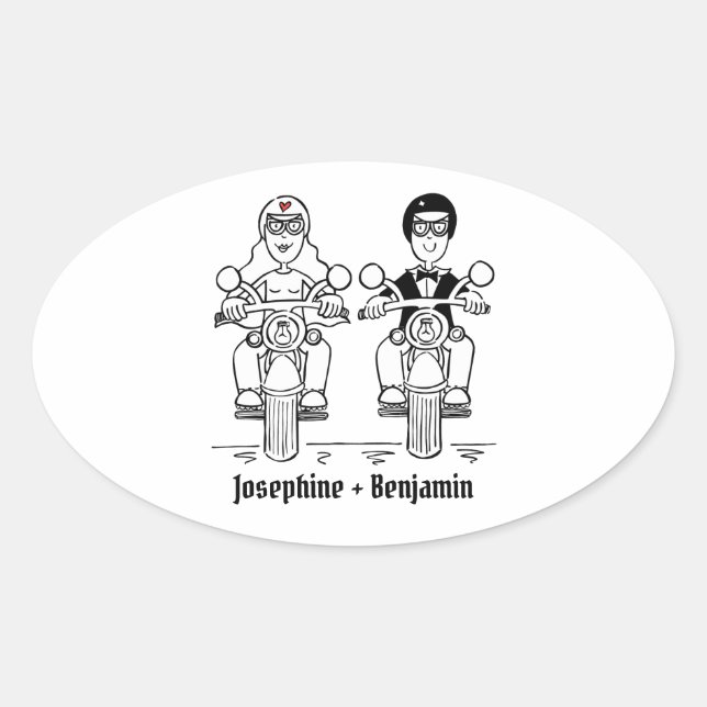 Personalised Biker Motorcycle Wedding Stickers (Front)