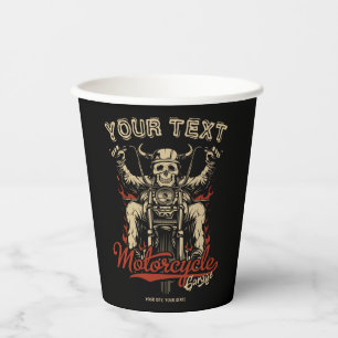 Personalised Biker Skeleton Motorcycle Shop Garage Paper Cups