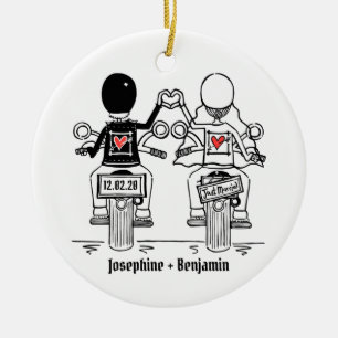 Personalised Biker Wedding Gift Ceramic Decoration