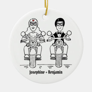 Personalised Biker Wedding Gift Ceramic Decoration