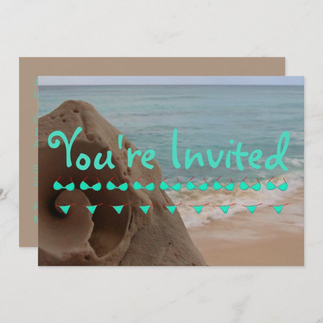 Personalised Bikini Beach Theme | Pool Party Invitation (Front/Back)
