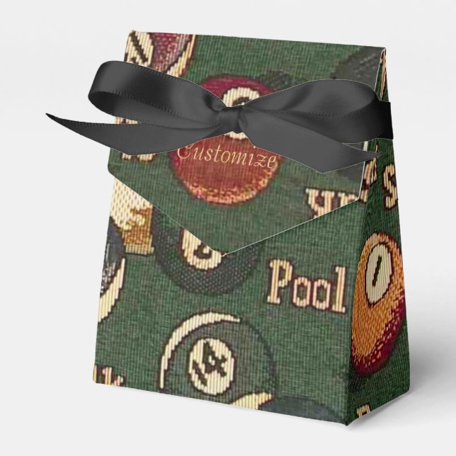 Personalised Billiard Balls Background Favour Box (Front Side)