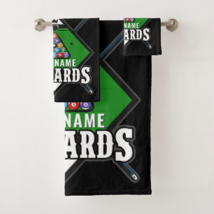 Personalised Billiards NAME Cue Rack Pool Room Bath Towel Set
