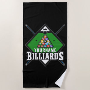 Personalised Billiards NAME Cue Rack Pool Room Beach Towel