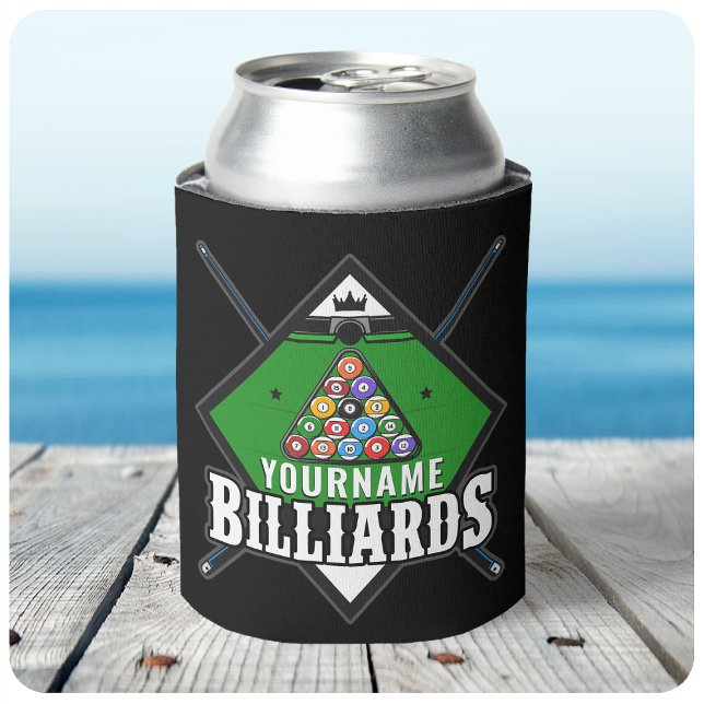 Personalised Billiards NAME Cue Rack Pool Room Can Cooler (Creator Uploaded)