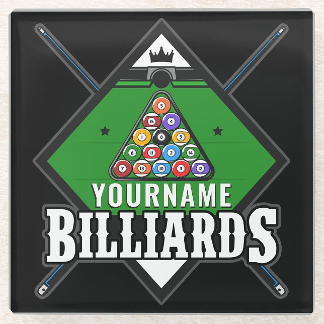 Personalised Billiards NAME Cue Rack Pool Room   Glass Coaster (Creator Uploaded)