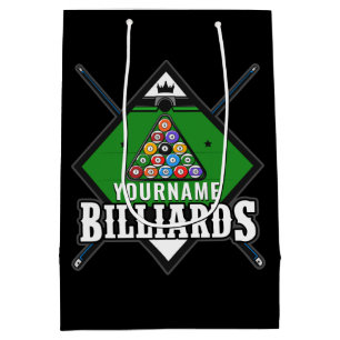 Personalised Billiards NAME Cue Rack Pool Room Medium Gift Bag