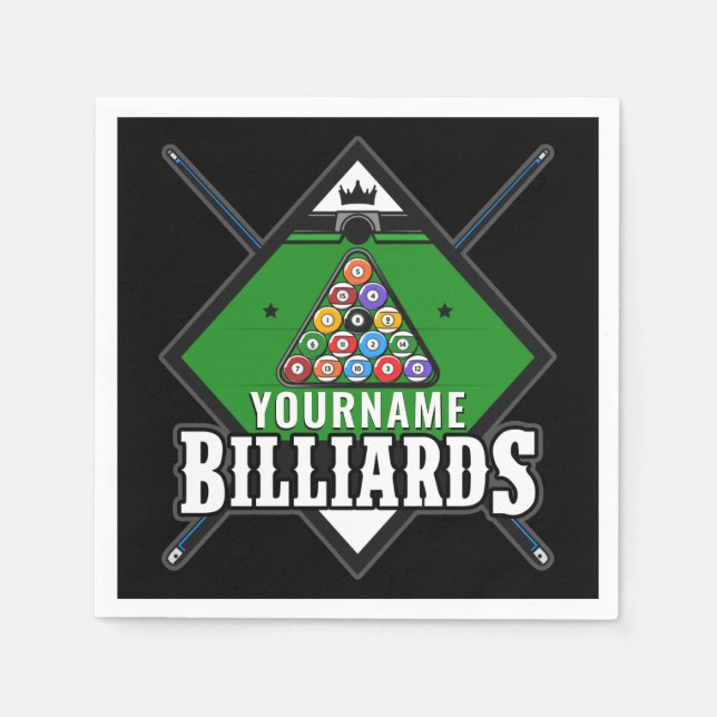 Personalised Billiards NAME Cue Rack Pool Room   Napkin (Front)
