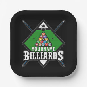 Personalised Billiards NAME Cue Rack Pool Room  Paper Plate