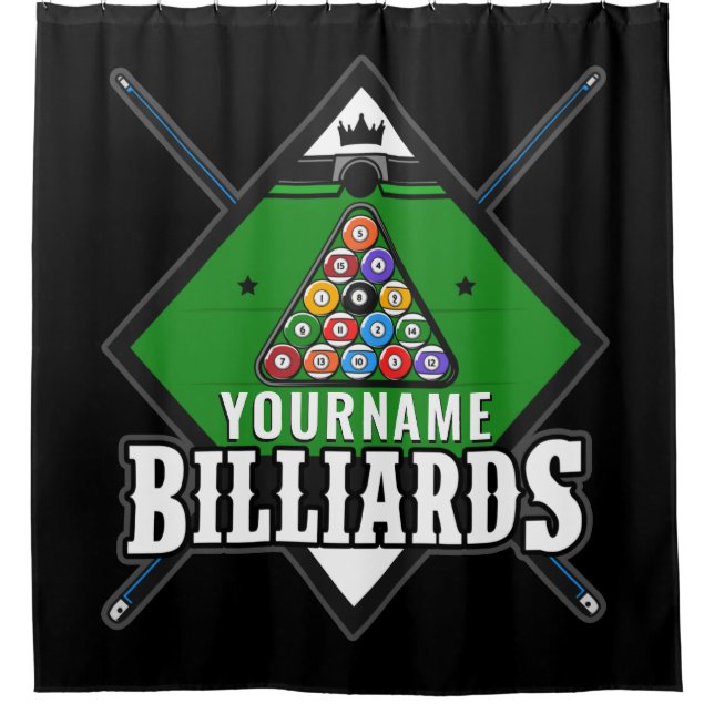 Personalised Billiards NAME Cue Rack Pool Room  Shower Curtain (Front)