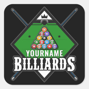 Personalised Billiards NAME Cue Rack Pool Room  Square Sticker