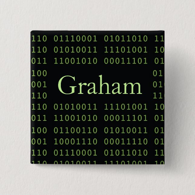 Personalised Binary Code 15 Cm Square Badge (Front)
