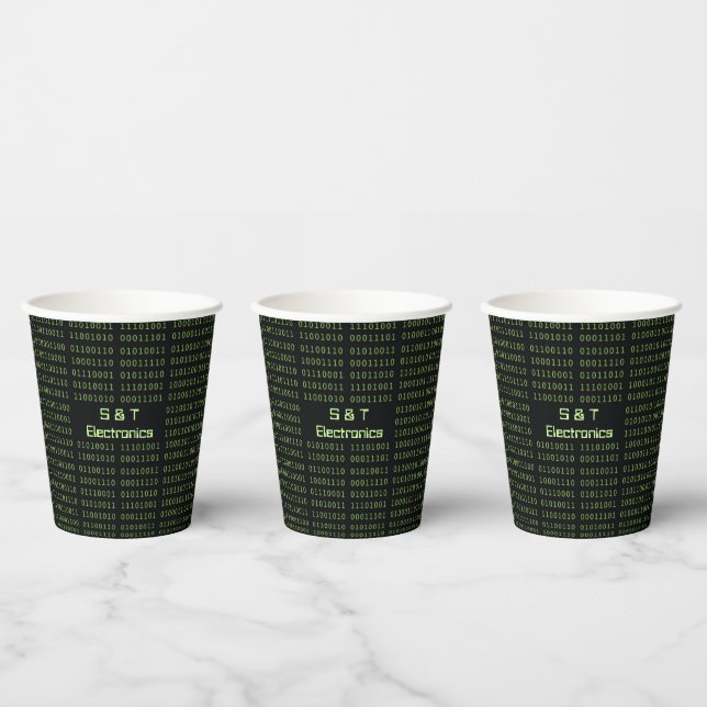 Personalised Binary Code Computer Speak Paper Cups (Multi)