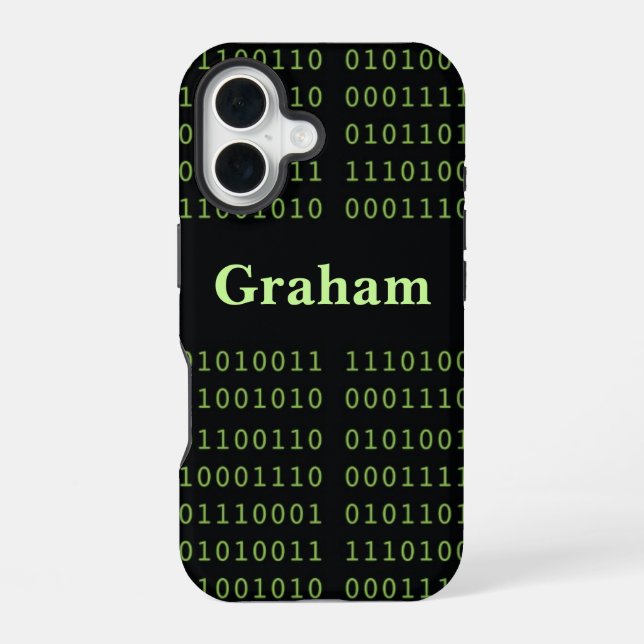 Personalised Binary Code iPhone 16 Case (Back)