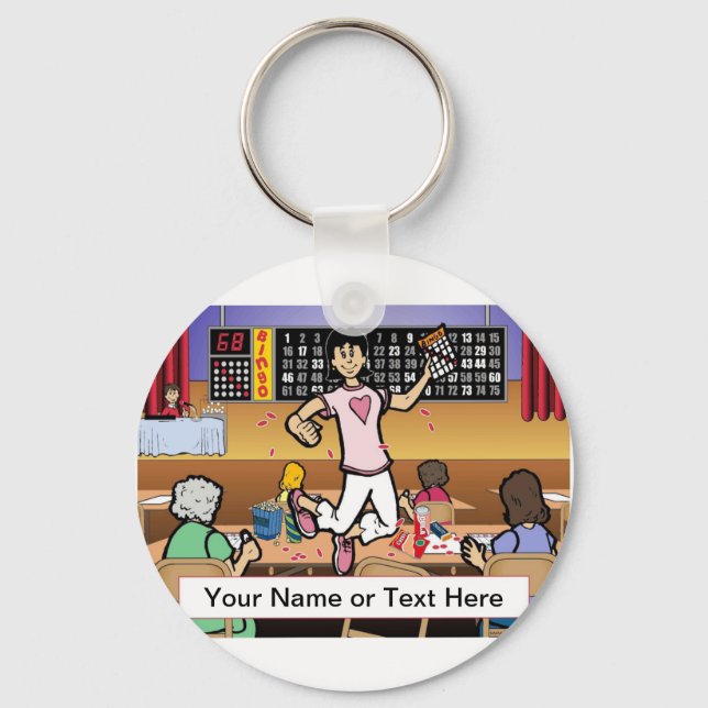  Personalised Bingo Player - Female Cartoon  Key Ring (Front)