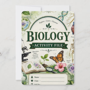 Personalised biology Project Notebook   Vintage  Invitation