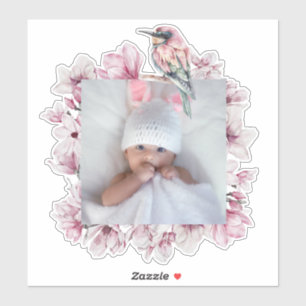 Personalised bird and flowers frame to add photo