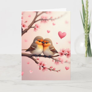 Personalised Bird Couple Valentine  Holiday Card